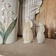 Load image into Gallery viewer, Cream & Beige Ribbed Standing Rabbit