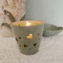 Load image into Gallery viewer, Sage Green Hearts Candle Holder