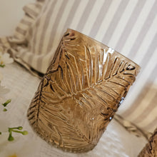 Load image into Gallery viewer, Brown Leaf Embossed Glass Tealight Holder