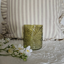 Load image into Gallery viewer, Green Leaf Embossed Glass Tealight Holder