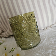 Load image into Gallery viewer, Green Leaf Embossed Glass Tealight Holder