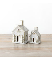 Load image into Gallery viewer, Neutral Ceramic Glazed LED Christmas House