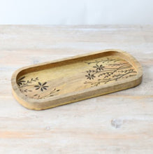 Load image into Gallery viewer, Flower Etched Wooden Tray