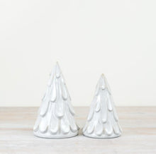Load image into Gallery viewer, Scalloped Snowy Ceramic Christmas Tree Ornament