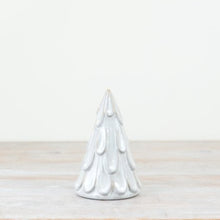 Load image into Gallery viewer, Scalloped Snowy Ceramic Christmas Tree Ornament