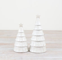 Load image into Gallery viewer, White Glazed Tiered Christmas Tree Ornament