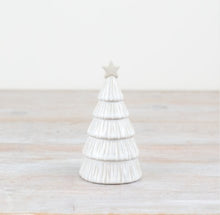 Load image into Gallery viewer, White Glazed Tiered Christmas Tree Ornament