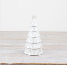 Load image into Gallery viewer, White Glazed Tiered Christmas Tree Ornament