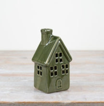 Load image into Gallery viewer, Green Ceramic LED House Ornament