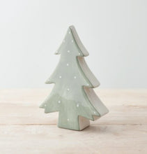 Load image into Gallery viewer, Sage Green Polka Dot Ceramic Christmas Tree Ornament
