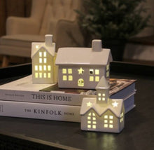 Load image into Gallery viewer, White Glazed LED Ceramic Christmas House