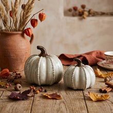Load image into Gallery viewer, Beaded Neutral Ceramic Pumpkin
