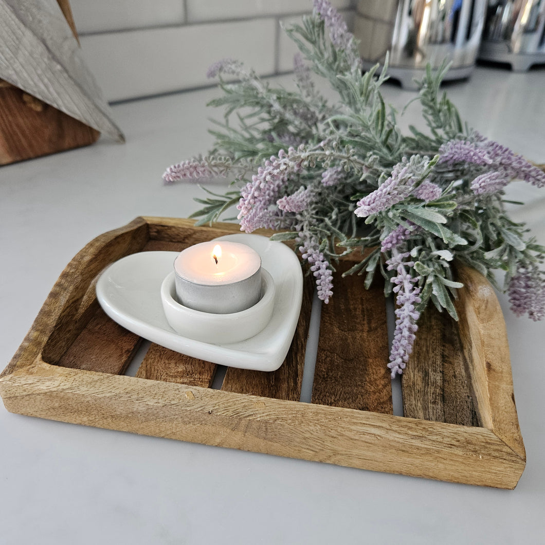 White Ceramic Heart Tealight Holder