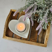Load image into Gallery viewer, White Ceramic Heart Tealight Holder

