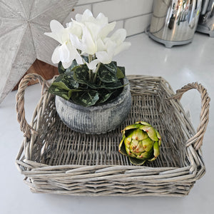 Grey Washed Stone Ribbed Planter