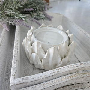 White Artichoke Pillar Candle Holder