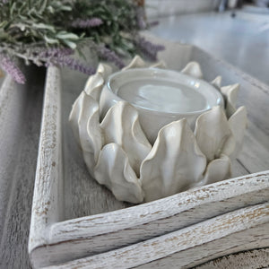 White Artichoke Pillar Candle Holder