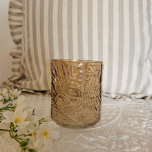 Load image into Gallery viewer, Brown Leaf Embossed Glass Tealight Holder
