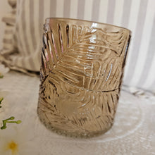 Load image into Gallery viewer, Brown Leaf Embossed Glass Tealight Holder
