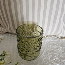Load image into Gallery viewer, Green Leaf Embossed Glass Tealight Holder
