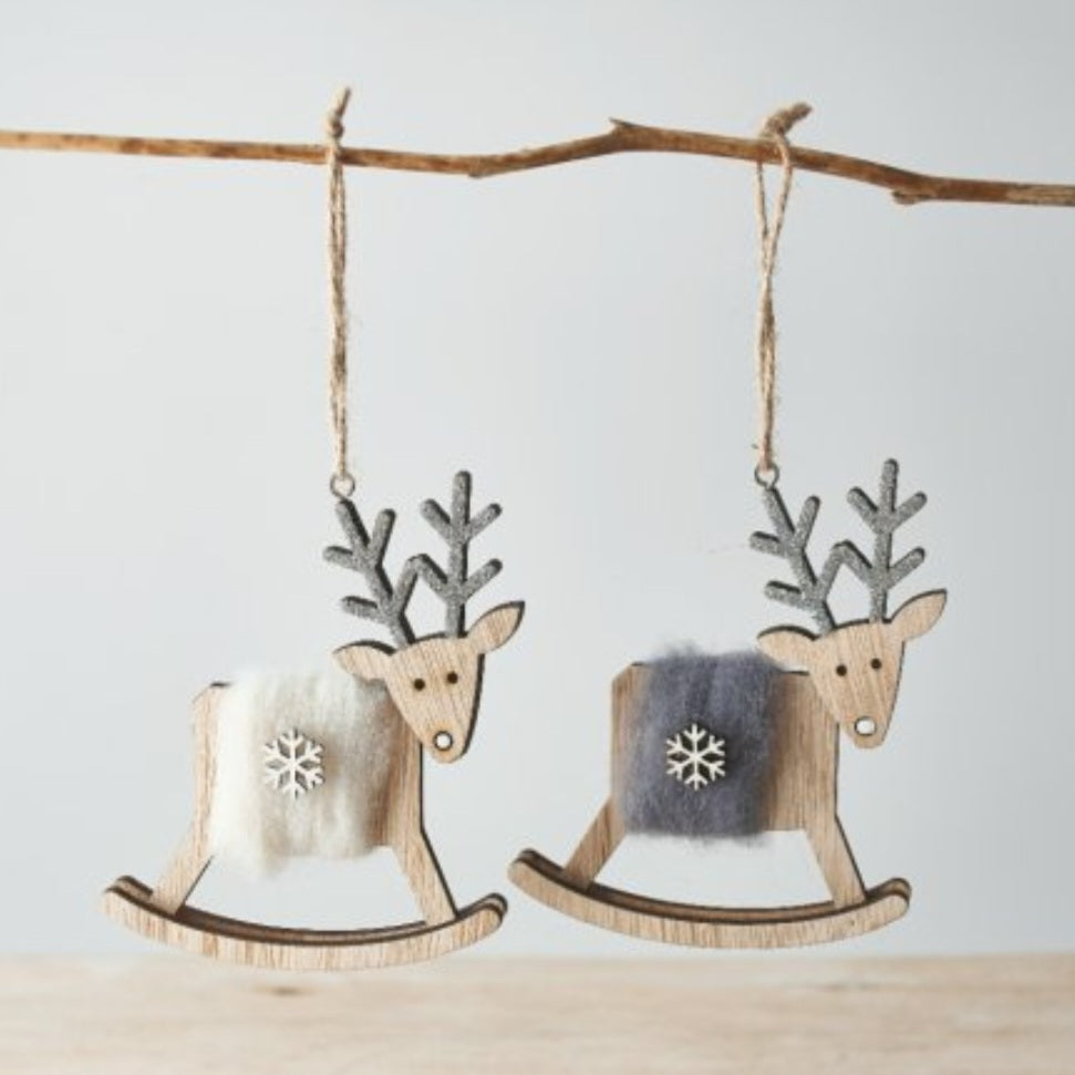 Rocking Reindeer Wooden Christmas Tree Decorations