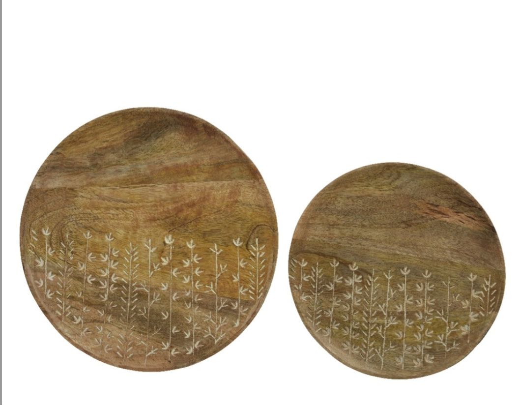 Round Mangowood Patterned Plate