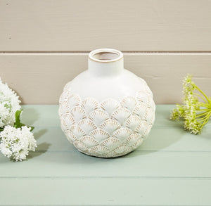 Cream Mila Fan Embossed Vase