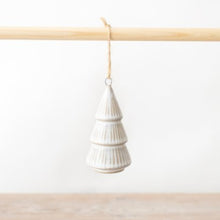 Load image into Gallery viewer, White Ribbed Christmas Tree Hanging Decoration
