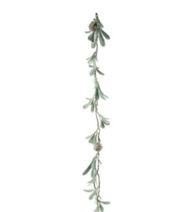 Green Leaf Garland with Pinecones