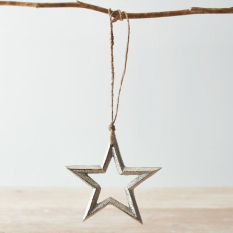 Silver Metal Hanging Star Decoration