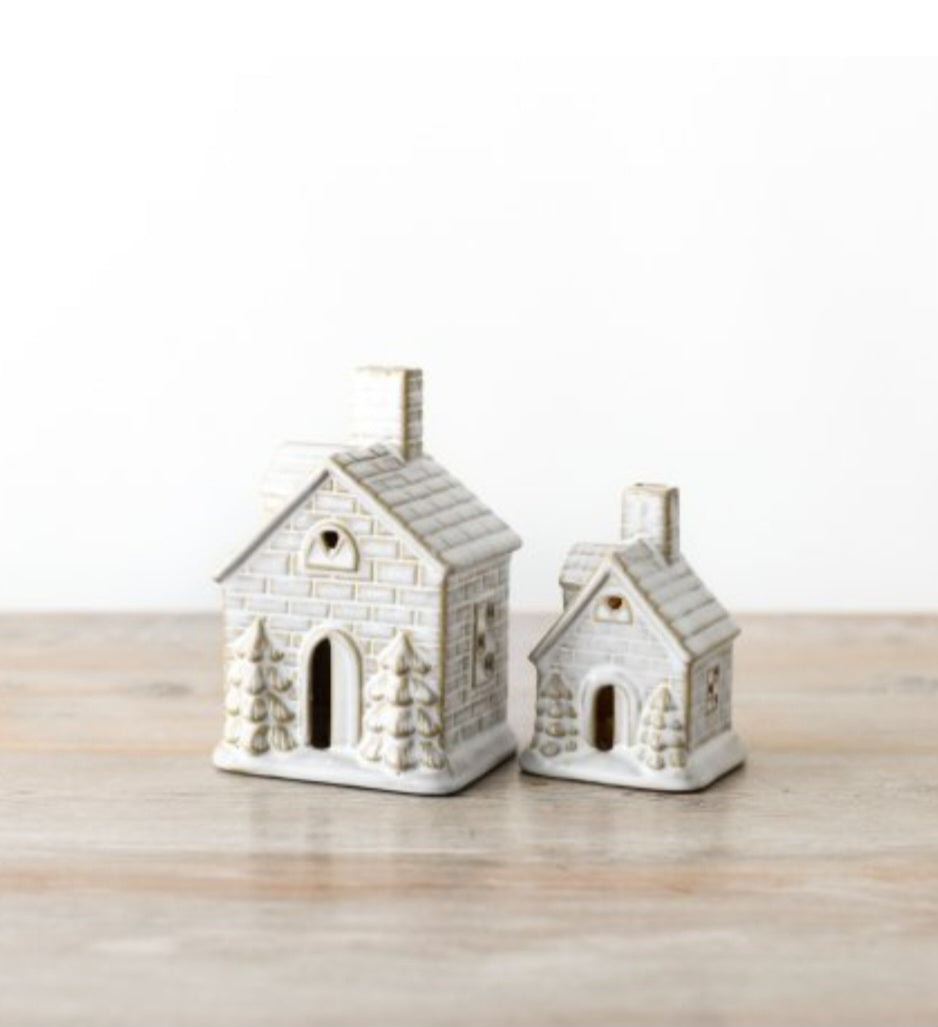 Neutral Ceramic Glazed LED Christmas House