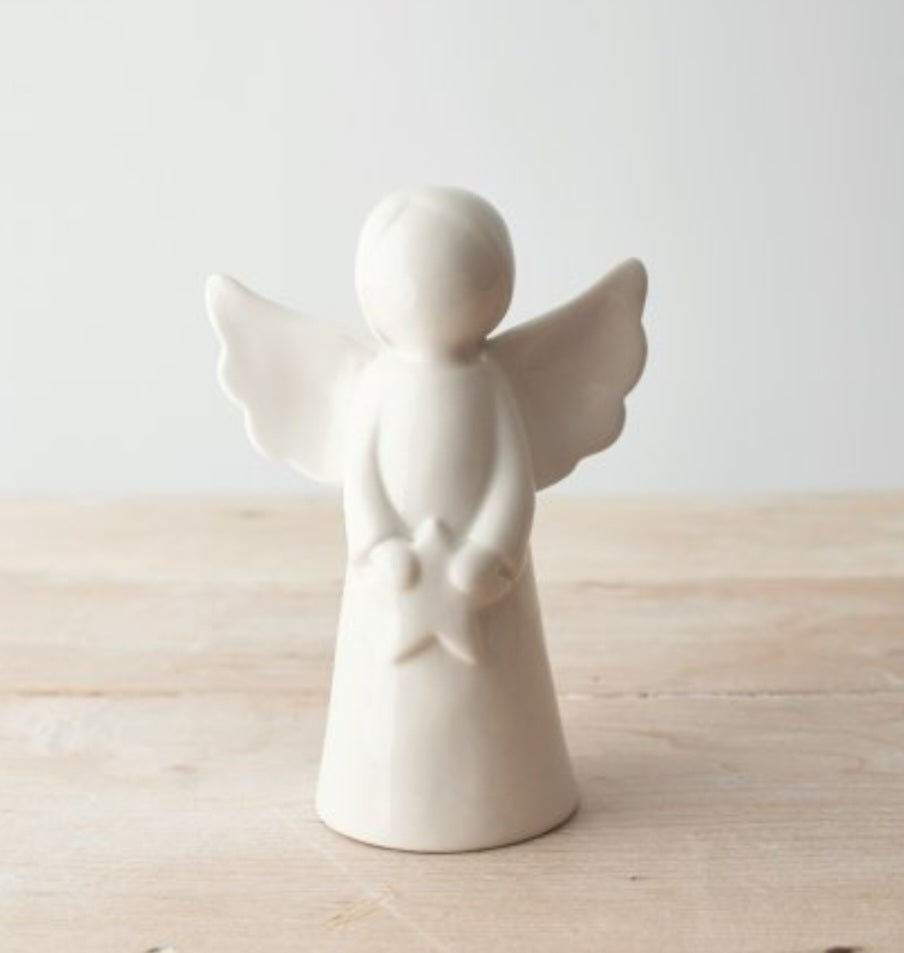 White Ceramic Angel Christmas Ornament