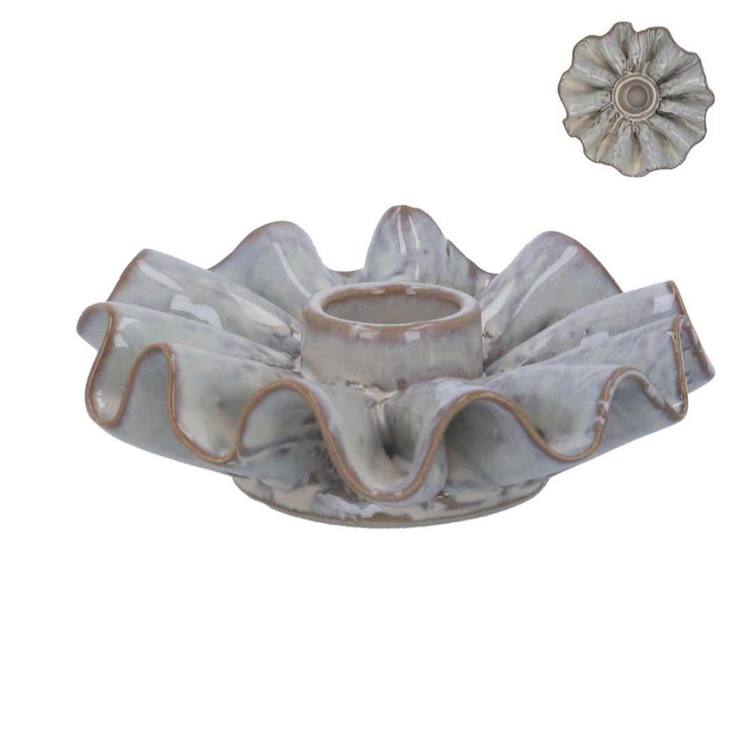 Taupe Frill Candle Holder