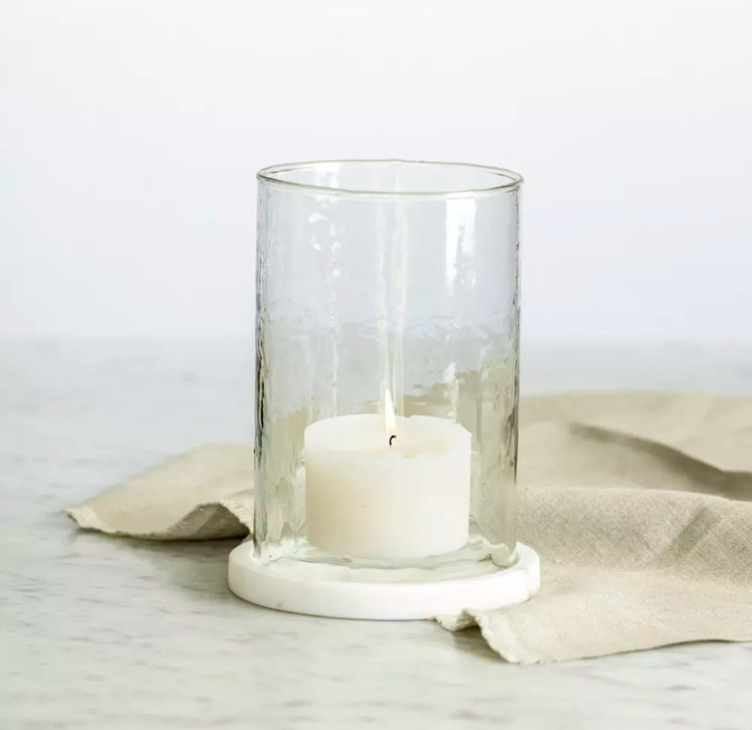 Hammered Glass Hurricane Lantern