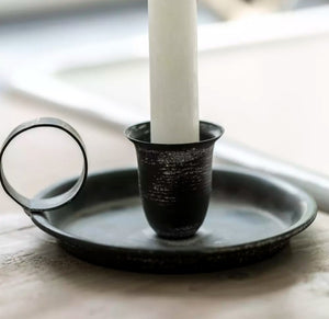 Grey Metal Candle Holder