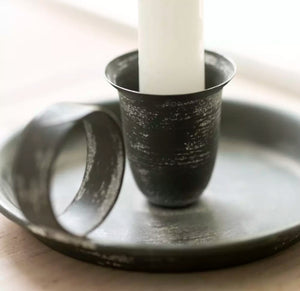 Grey Metal Candle Holder