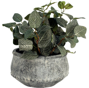 Grey Washed Stone Ribbed Planter