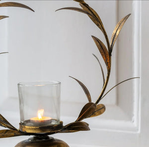 Golden Laurel Leaf Candleholder
