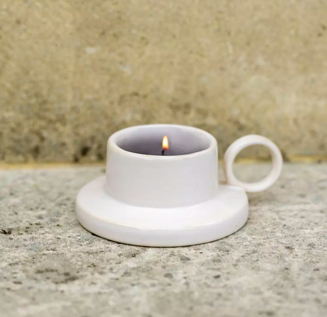 White Ceramic Polperro Tealight Holder