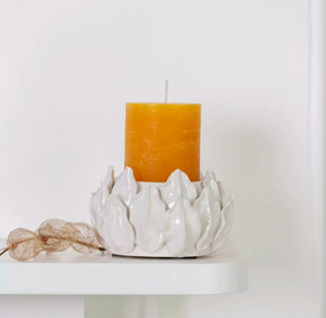 White Artichoke Pillar Candle Holder
