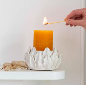 White Artichoke Pillar Candle Holder