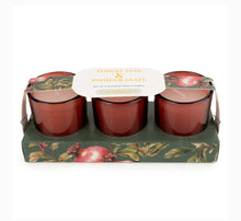 Load image into Gallery viewer, Forest Pine &amp; Pomegranate Set of 3 Votive Candles
