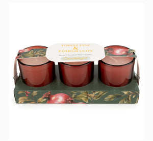 Forest Pine & Pomegranate Set of 3 Votive Candles
