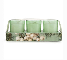 Load image into Gallery viewer, Winter Fir &amp; Mistletoe Set of 3 Votive Candles
