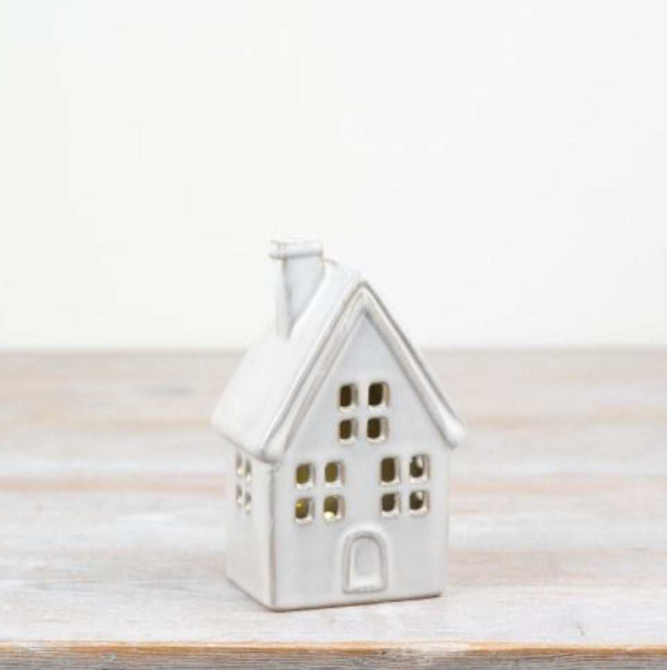 White Ceramic LED House Ornament