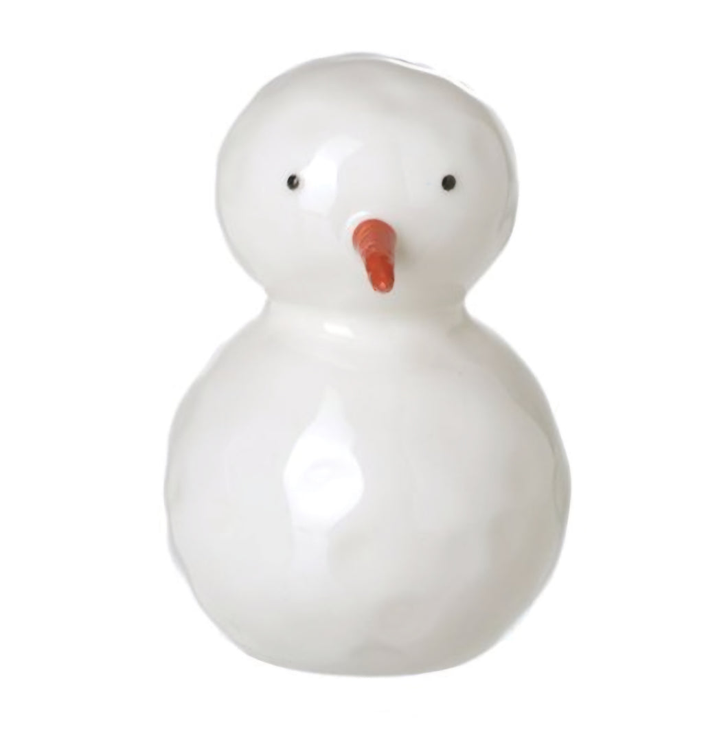White Snowman with Carrot Nose Ceramic Ornament