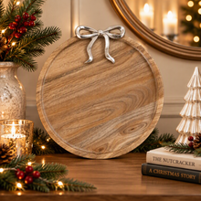 Load image into Gallery viewer, Silver Bow Wooden Plate
