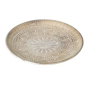 Round Wooden Patterned Tray