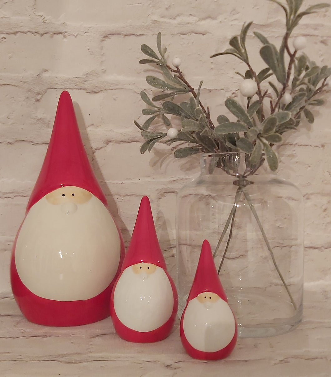 Small Red and White Ceramic Santa