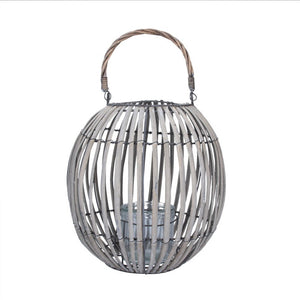 Grey Wicker Balloon Lantern - Large